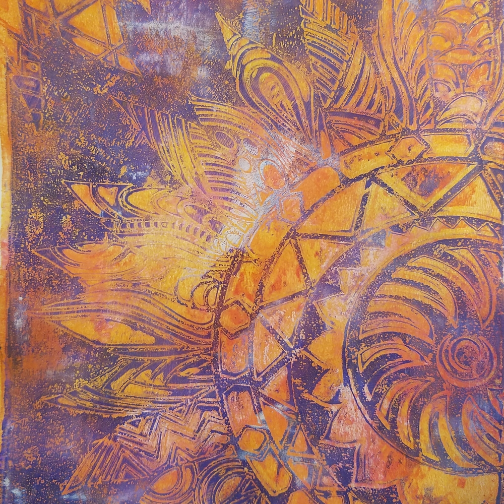 Vibrant Abstract Sunburst Art Print